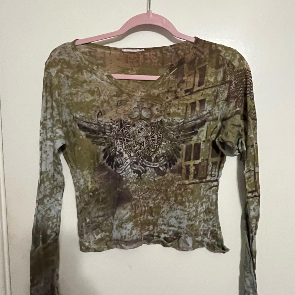 Stylish Olive Green Long Sleeve Top